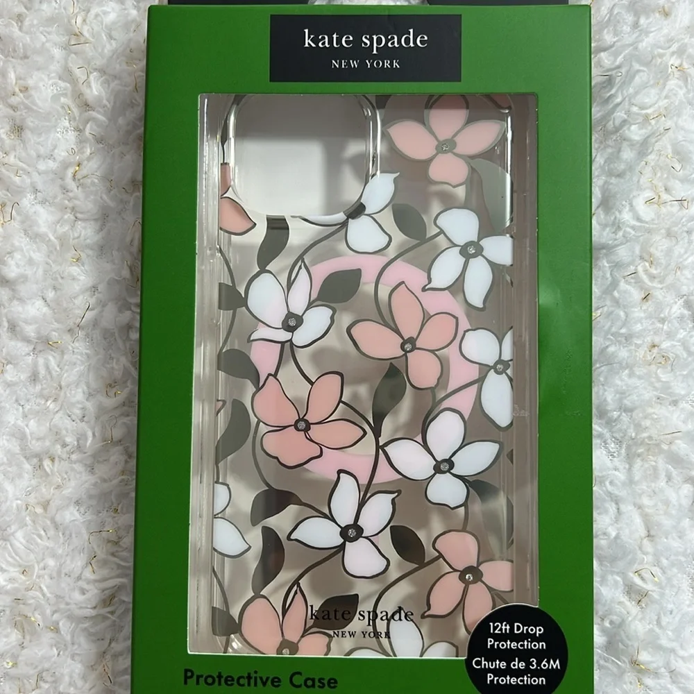 Kate Spade Pink and White Floral iPhone 14 Pro‎ Max Protective Case